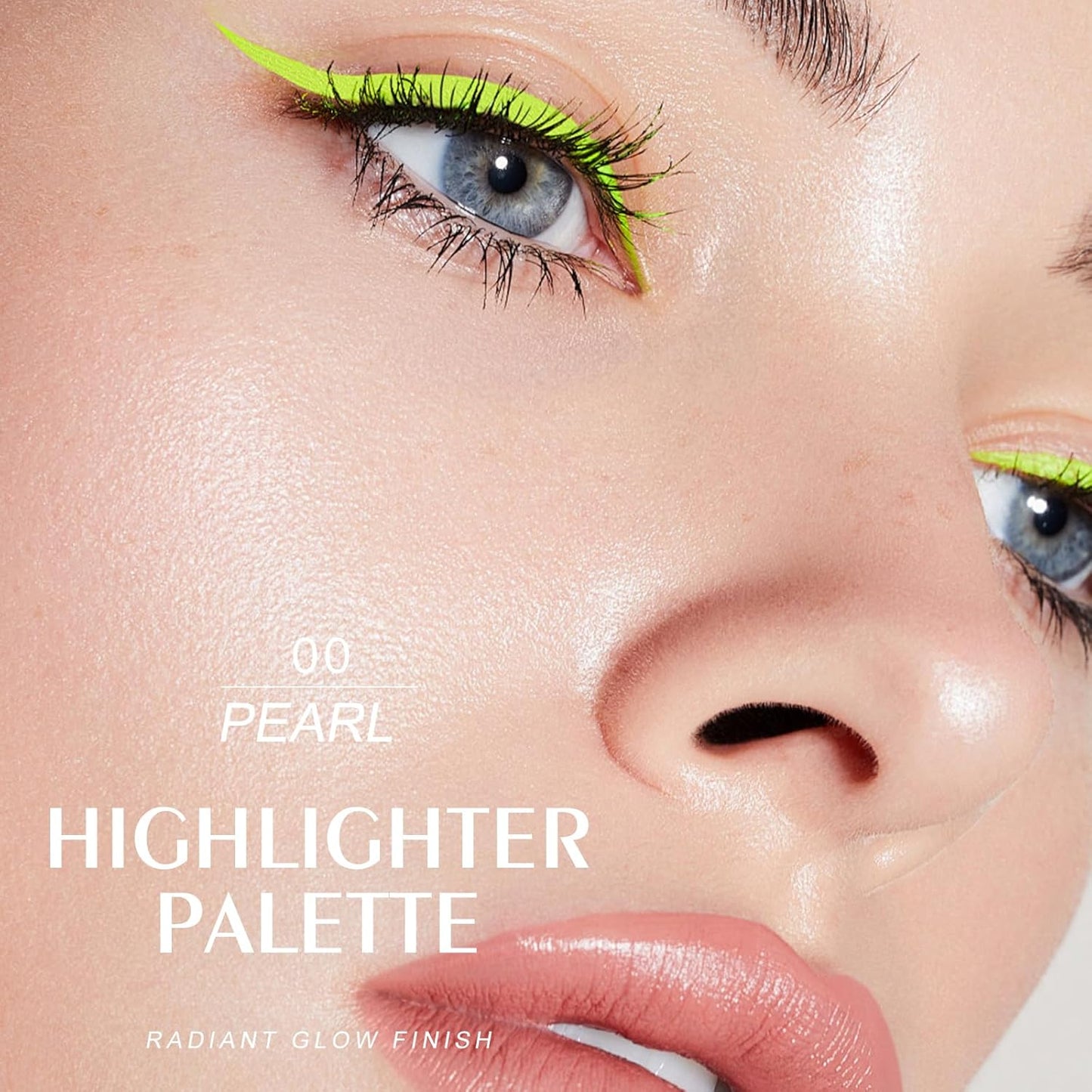 KYDA Face Highlighter Palette, High Glossy Face Illuminator Palette, Natural Glow Finish, Pearl Shimmer Smooth Baked Powder, Lasting Sparkling Highlighter Makeup-PEARL