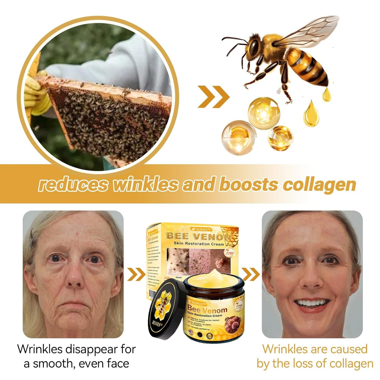 LipMaps Bee Venom Skin Restoration Cream, Bee Venom Skin Treatment Cream, Repair skin and Firming, Effective In Reducing Blemishes (1)
