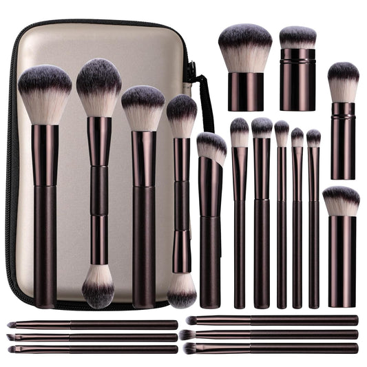 BS-MALL Professional Makeup Brush Set With Portable Case - Eyeshadow Brush, Concealer Brush, Blush Brush & Foundation Brush For Travel 20 Pcs, Labeled Daily Use & Versatile Occasions