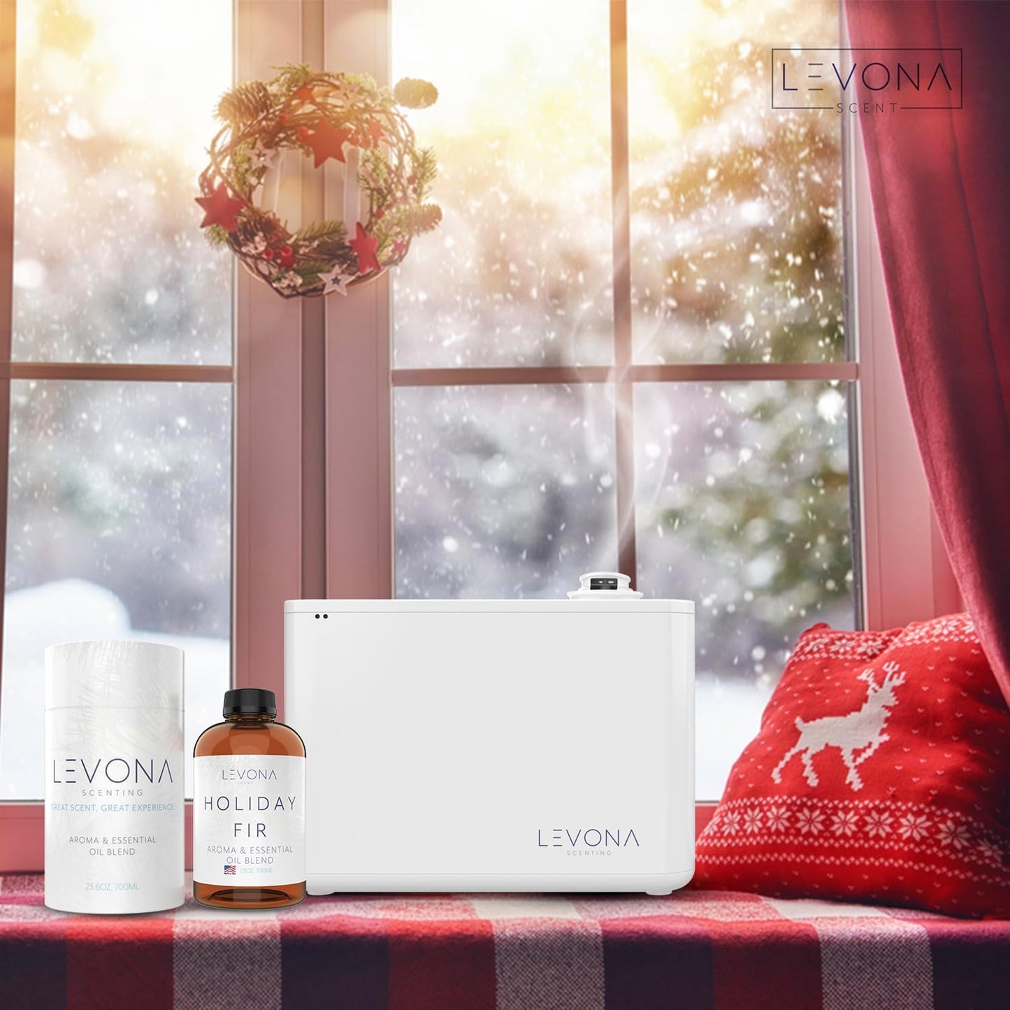 Levona Scent Christmas Essential Oils for Diffuser: Holiday Fir Essential Oil for Diffusers for Home - Essential Oils with Notes of Sandalwood & Amber Oil - Winter Fir and Balsam Fragrance - 700Ml