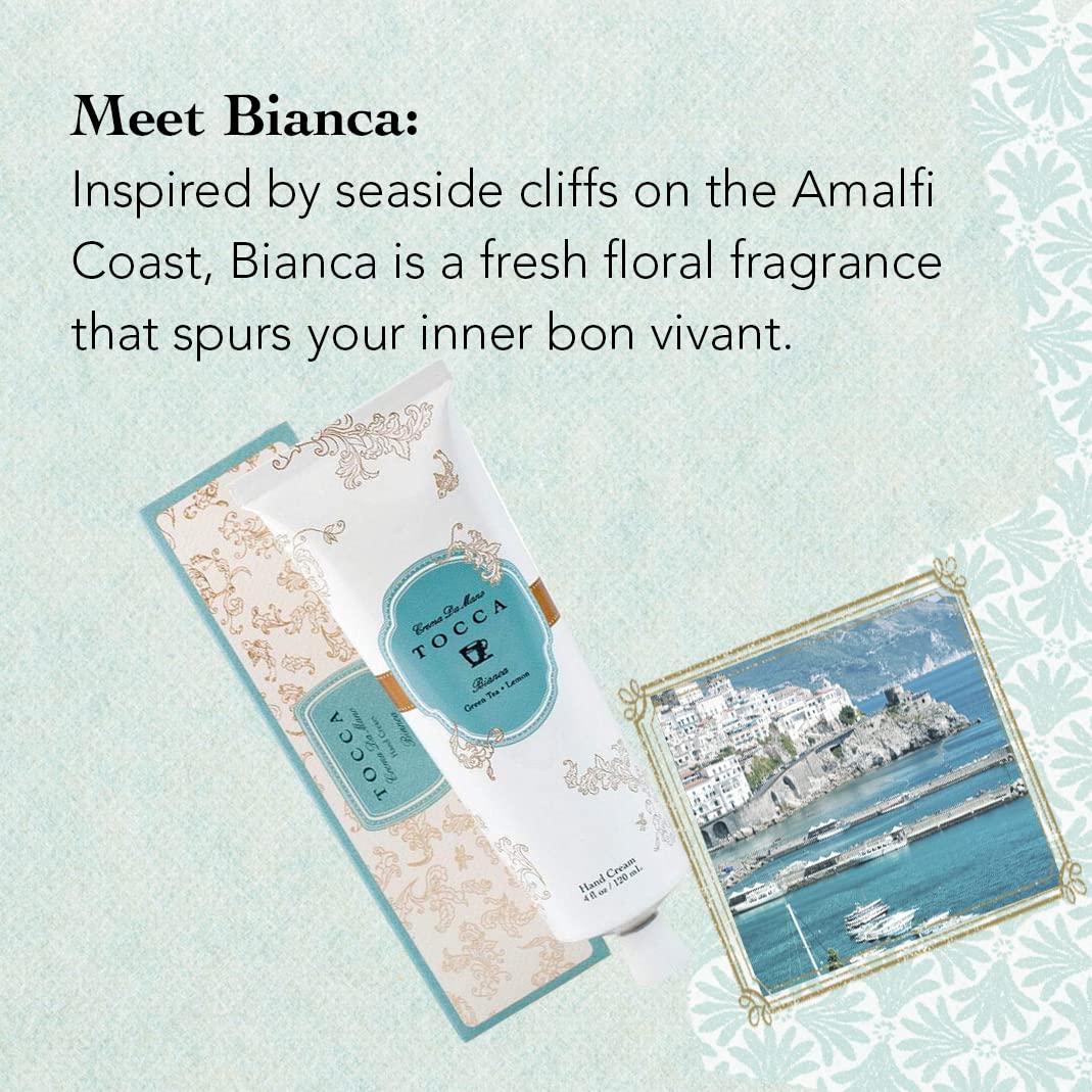 Tocca Bianca Hand Cream, 4 oz - Rose, Lemon, Green Tea - Moisturizing, Quick Absorbing