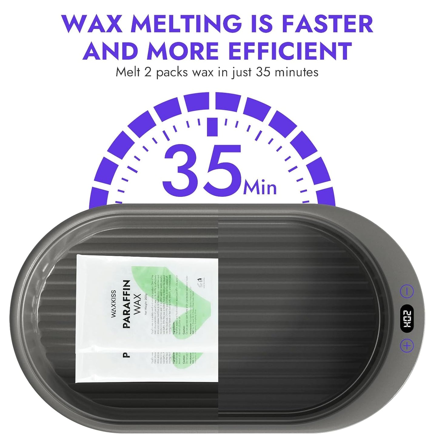 Small Paraffin Wax Machine for Hands - Paraffin Hand Wax Machine 2000ml Small Size With 3 packs of Paraffin Wax Digital Display Screen for Paraffin Baths