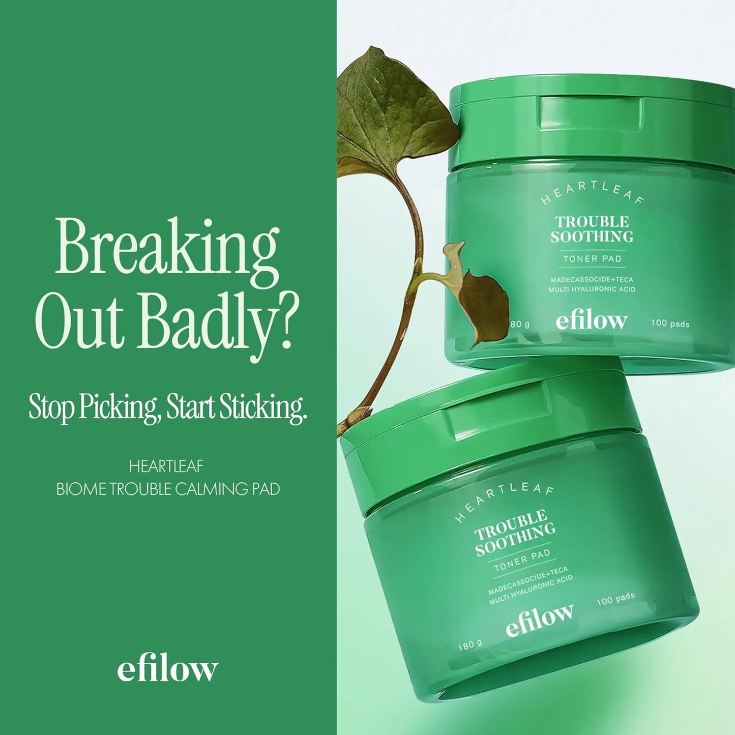 Heartleaf Biome Trouble Calming Pad 100 Sheets | Soothing Cleansing Pads for Face Redness and Sensitivity | Pure & Refreshing Korean Face Pads