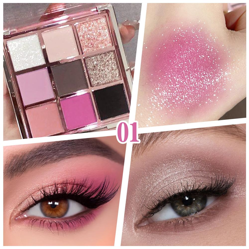 9 Color Eyeshadow Palette Makeup, Neutral Nude Matte Eye shadow & Shimmer Eyeshadow,Long Lasting Waterproof Eye shadow Makeup Palette for Women 01#