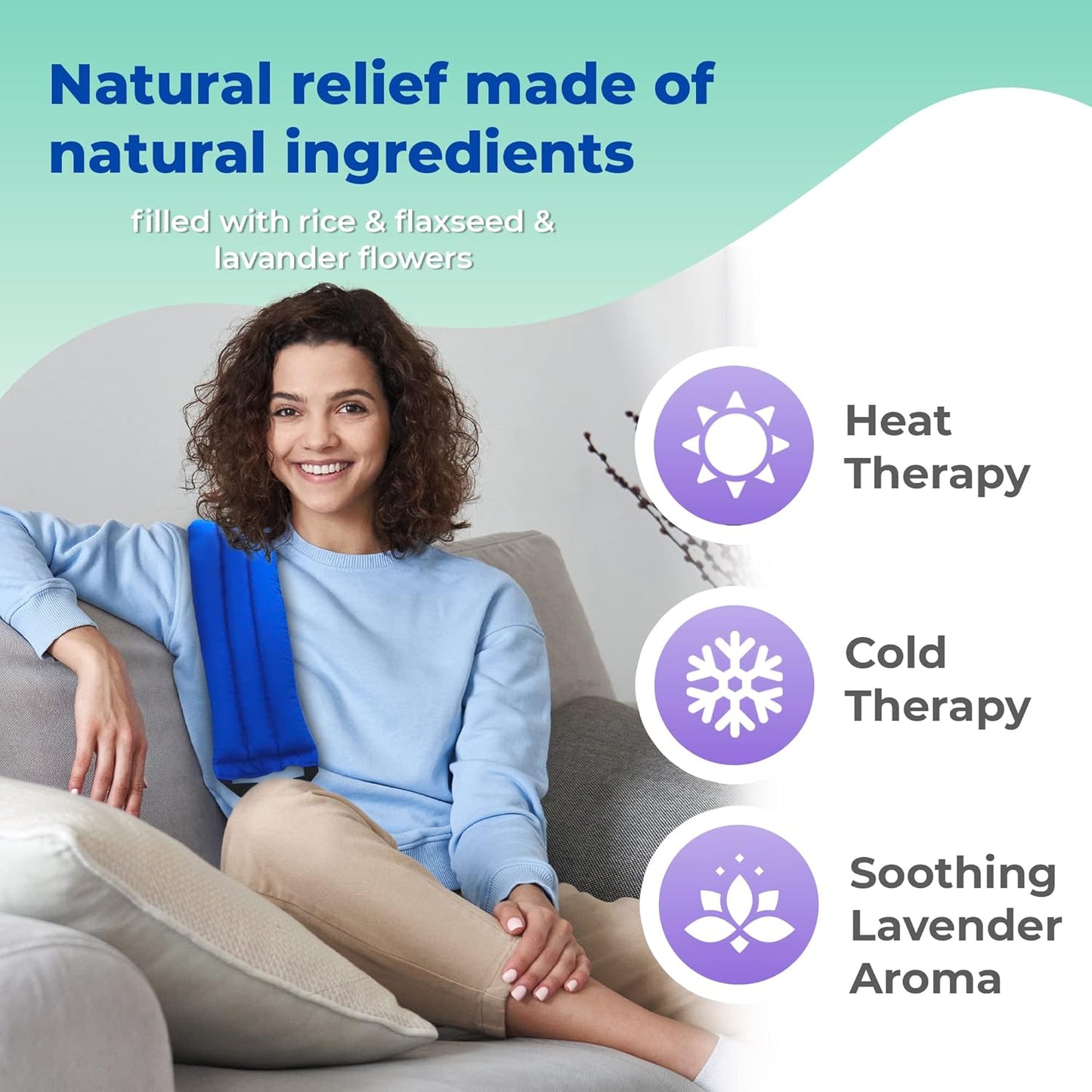 Microwavable Heating Pads for Lower Back, Neck, and Shoulder Pain Relief - Moist Microwave Heating Pad for Muscles and Joints - Microwave Hot Pack Heat Pad for Cramps -3 Heat Pack Blue-Lavender Scent