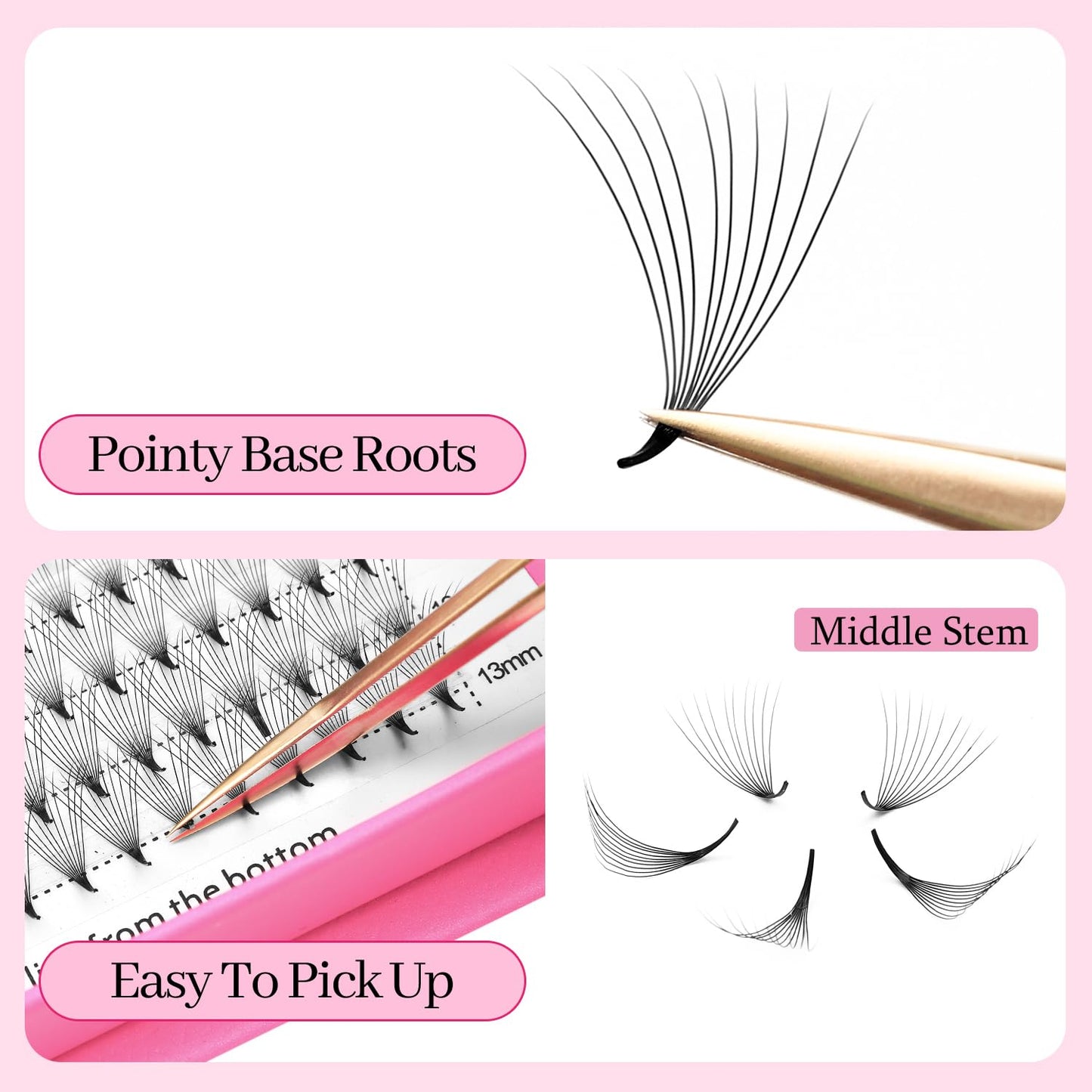 Premade Fans Eyelash Extensions 10D Volume Lash Extensions 0.03 Thickness Eyelash Extension D Curl Premade Lash Fans Mix 9-16mm Fluffy Soft Handmade Lash Fan(10D-0.03-D,9-16mm)