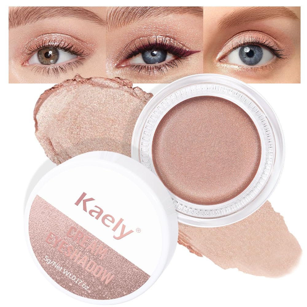 evpct Single Cream Eye Shadow Palette Pot Makeup for Older Women, Sand Shimmer Glitter Metallic Monochrome Cream to Powder Eyeshadow Palette Eye Brightener, Highly Pigmented Waterproof Blendable