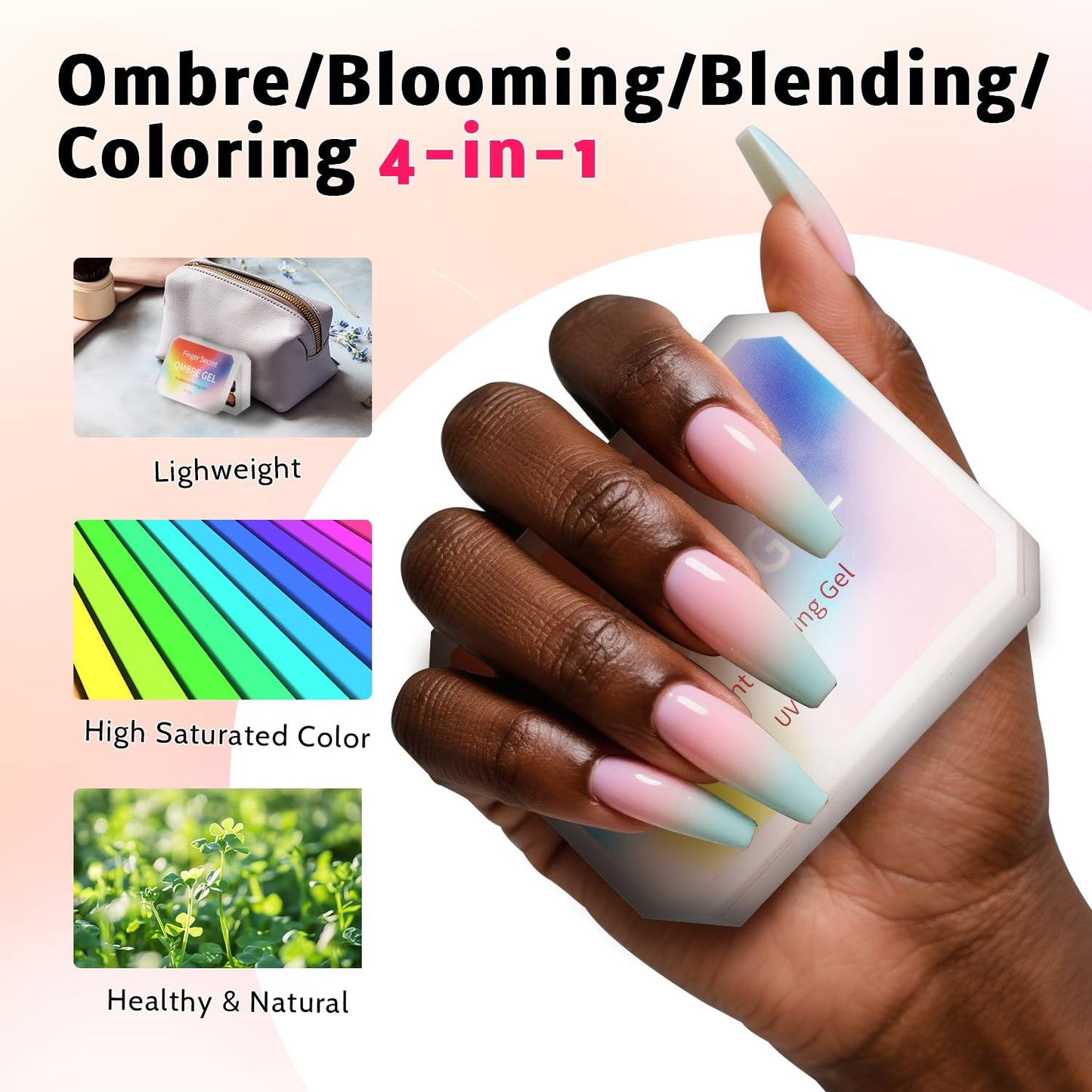 Sponge Pat Paint Nail Gel, Ombre Nails Gradient Gel Nail Blush Blooming Aura Nails Drawing Stripper Floral Painting DIY Nail Art, No Wipe, UV/LED Curing (12 Colors E)