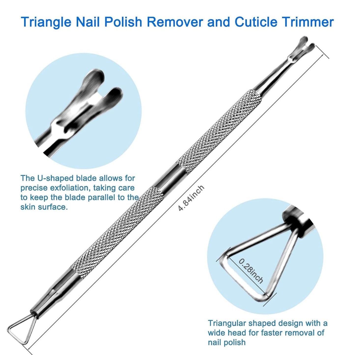 Premium Stainless Steel Manicure Tools 2-Piece Set, Upgraded Cuticle Pusher & Nail Lifter, Cuticle Trimmer & Gel Nail Polish Remove Tool, Home & Salon, For Women