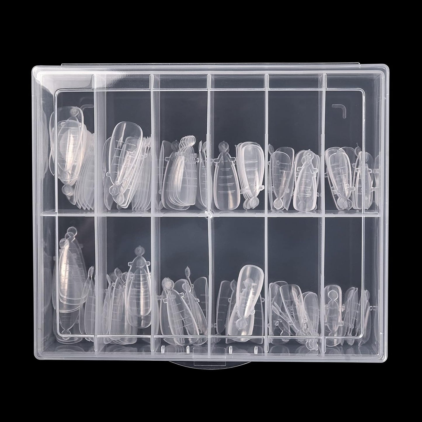 KADS 120PCS Clear Full Cover Dual Nail System Form UV Gel Acrylic Nail Art Mold Artificial Nail Tips with Scale for Extension (MODEL 8)
