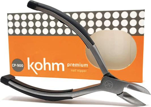 Kohm Toenail Clippers | Soft Rubber Handle for Easy Use & Precision Sharp Cutting | Thick, Fungal & Ingrown Nail Cutter for Men, Women, Seniors & Pets