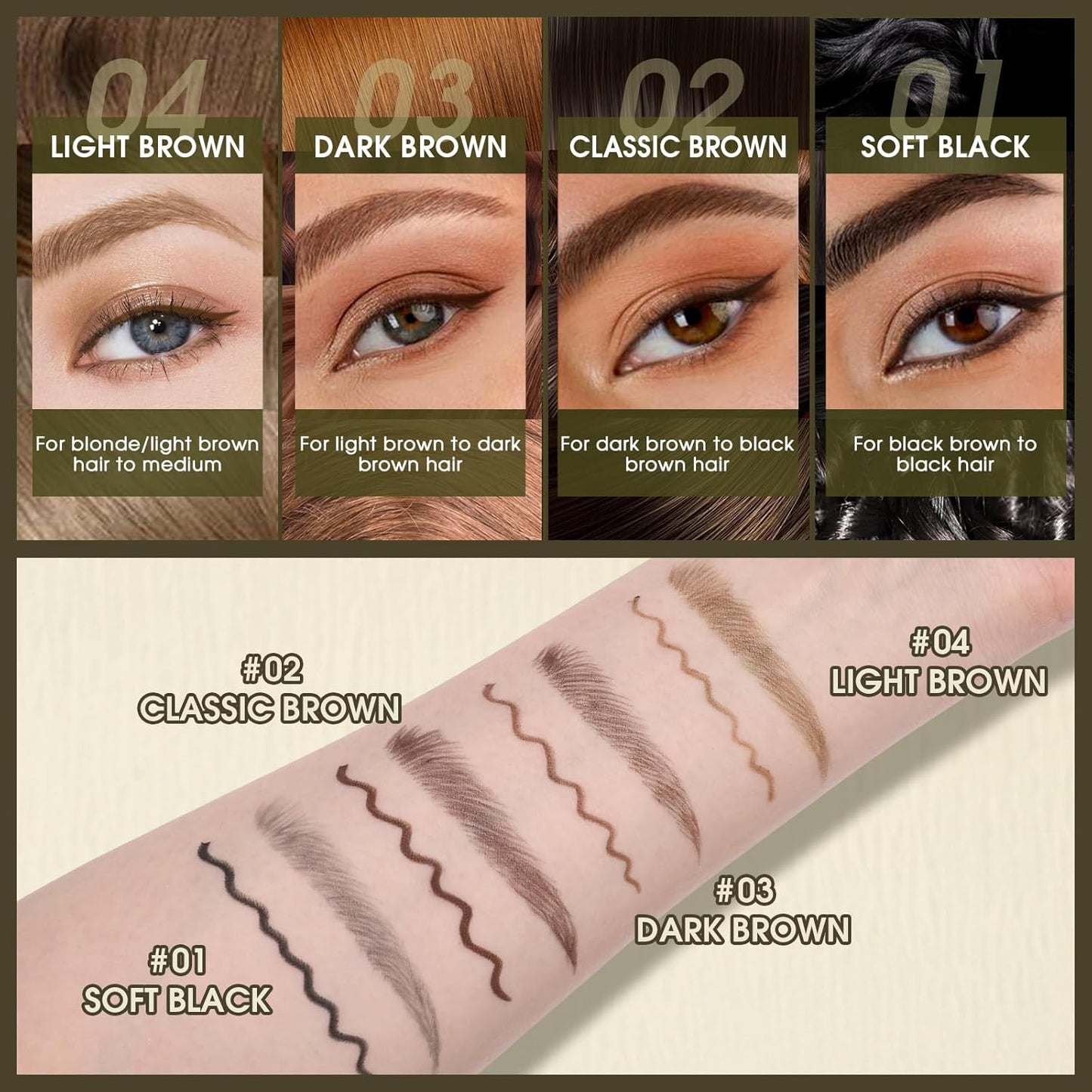 UCANBE Eyebrow Pen, Dual-Ended Eyebrow Pencil with 4-Fork-Tip & Gel Eyeliner for Women, Eye Brow Pen with Gel Eyeliner Pencil, Microblading Eyebrow Pencils with Hair Like Strokes, Light Brown/Blonde