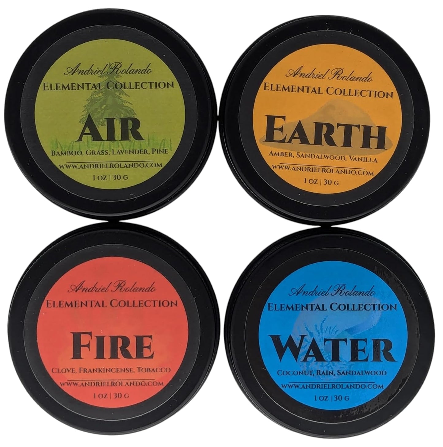 4-Pack Elemental Men's Solid Colognes, Travel-Friendly 1 oz by Andriel Rolando
