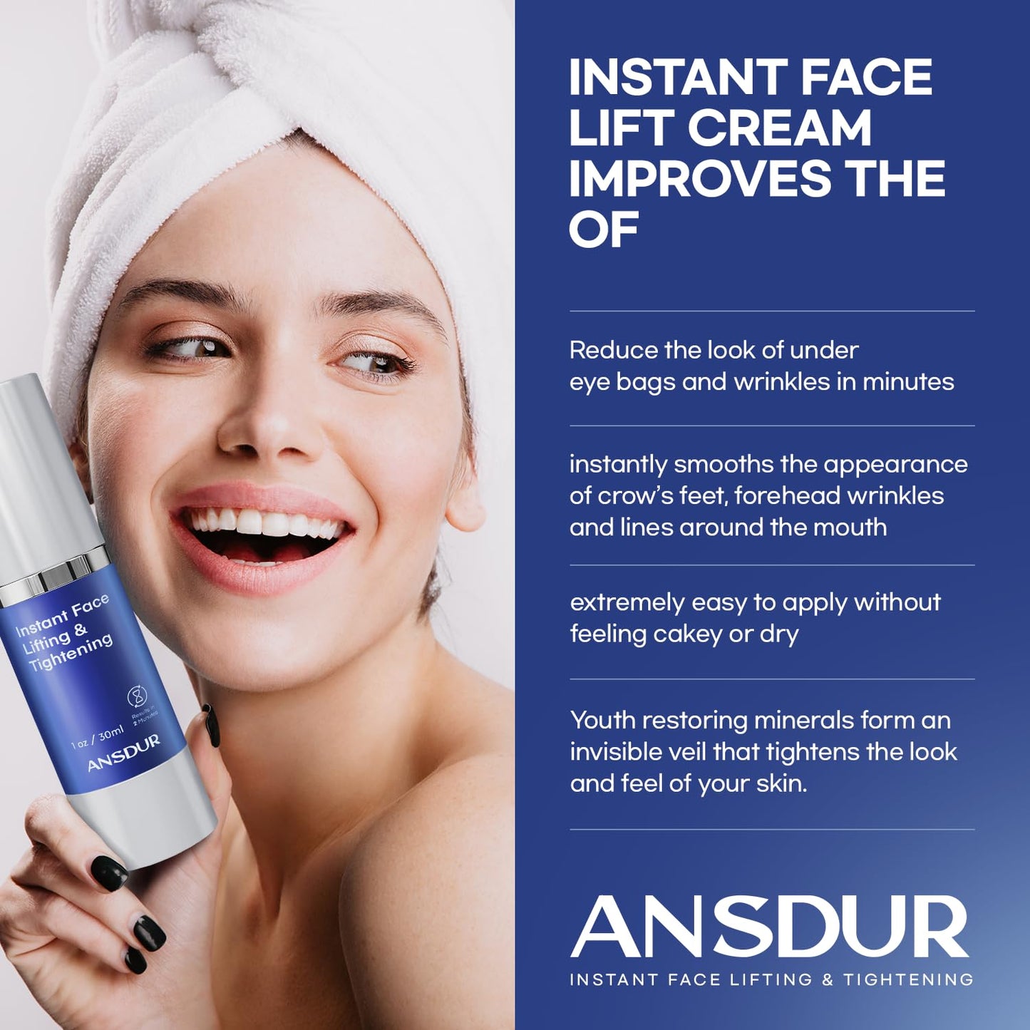 Instant Face Lift Cream: Firming Face Cream, Skin Tightening Cream for Face, Under Eye Cream & Wrinkle Cream For Women - Korean Skin Care & Advanced Formula 30ml