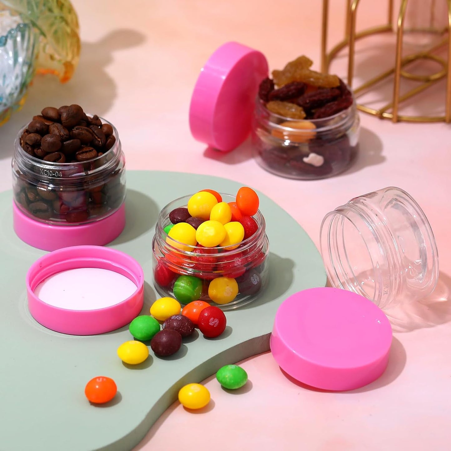 Patelai 4 Pieces Round Wide-mouth Leak Proof Plastic Container Jars with Lids for Travel Storage Makeup Beauty Products Face Creams Oils Salves Ointments DIY Making(1 Ounce,Pink)