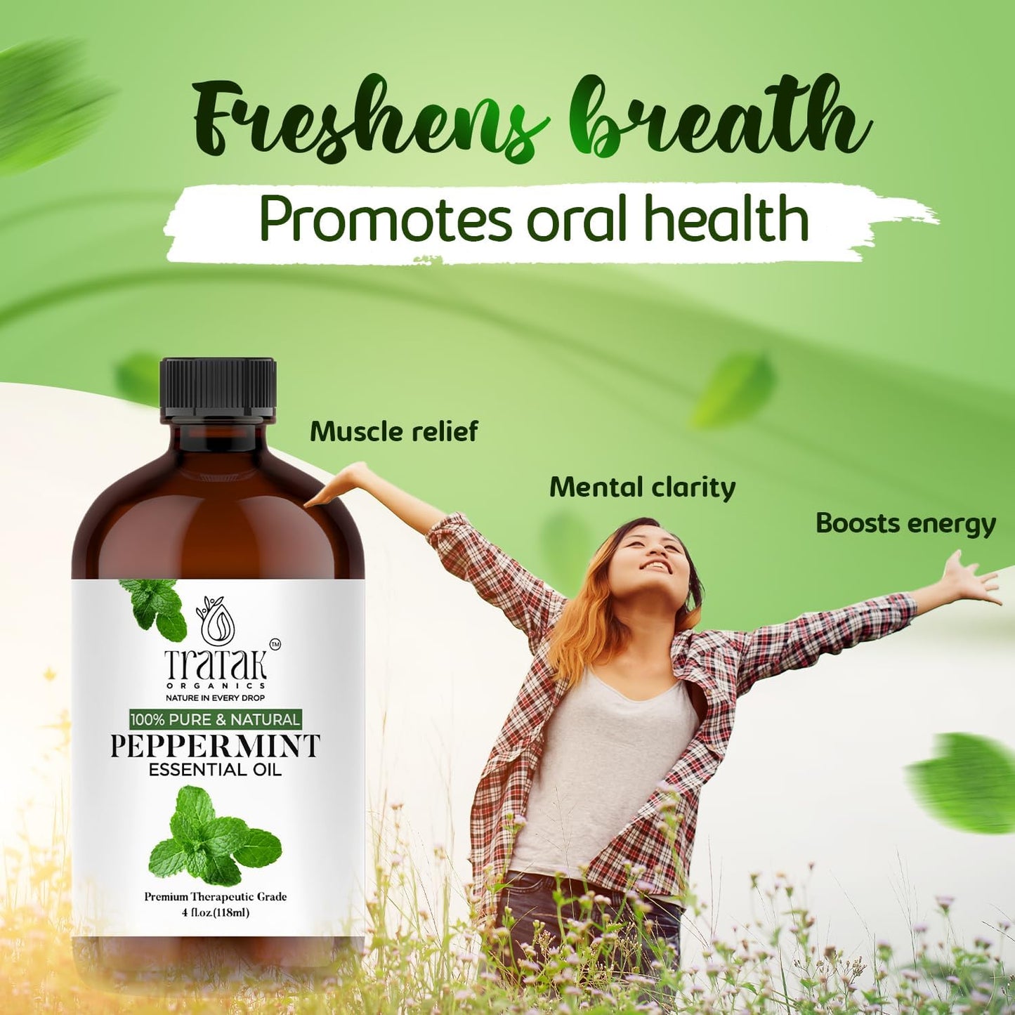 Peppermint Piperita Essential Oil - 100% Pure and Natural Oil - Therapeutic Grade with Premium Glass Dropper - Peppermint Oil for Aromatherapy and Diffusers - 4 Fl oz (Pack of 2)