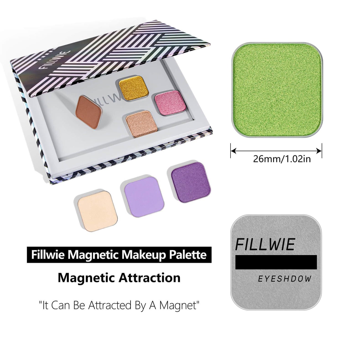 Shimmer Single Eyeshadow Fresh Light Green with Soft Glow Finish, Blendable Powder, Magnetic Pan for Custom Magnetic Makeup Palette (Halo Leaf)