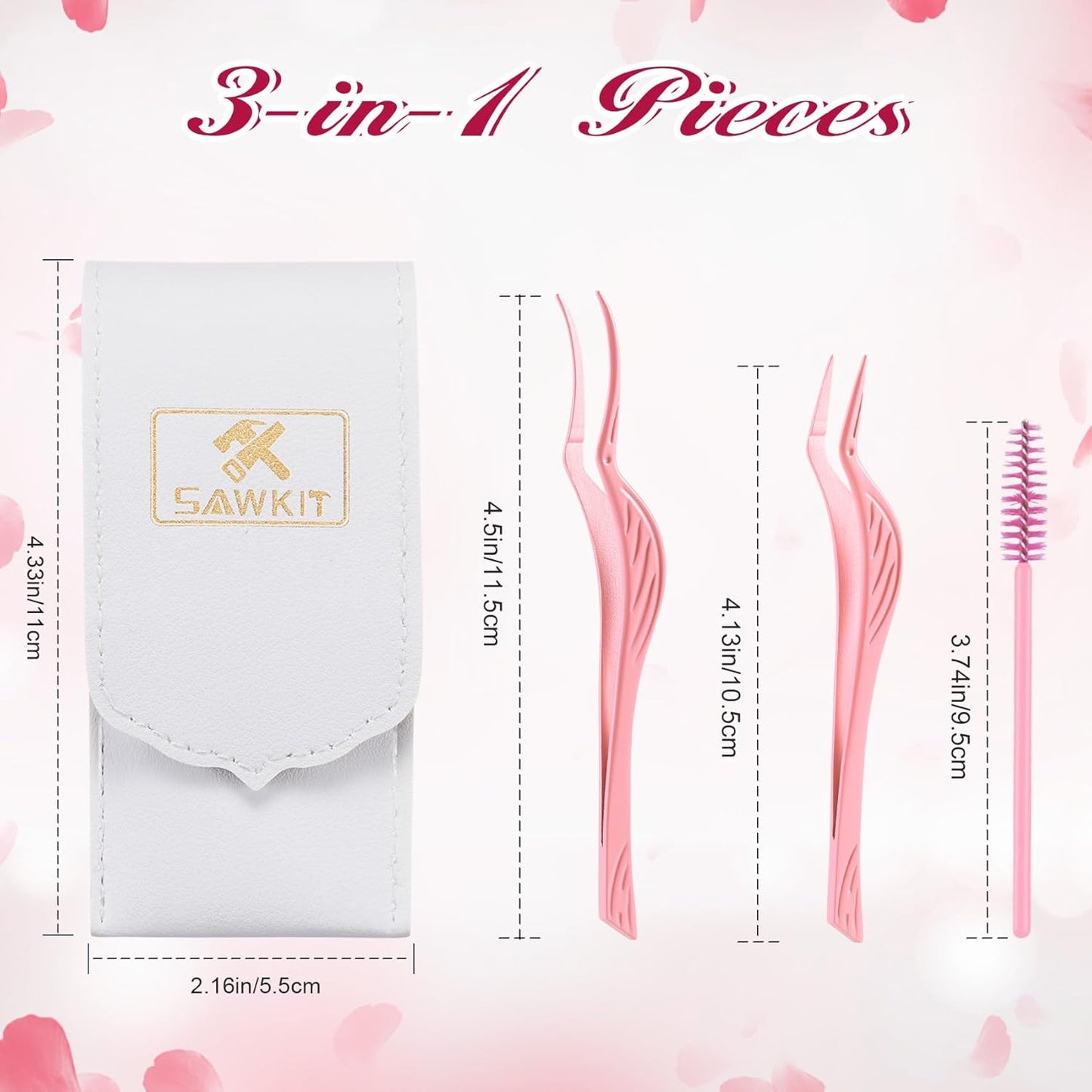 Eyelash Applicator Tool 3-pcs Lash Applicator Tool Set with Eyelash Extension Tweezers, Brush – Professional Eye Lash Applicator Tools for DIY Eyelash Extensions, Cluster Lashes