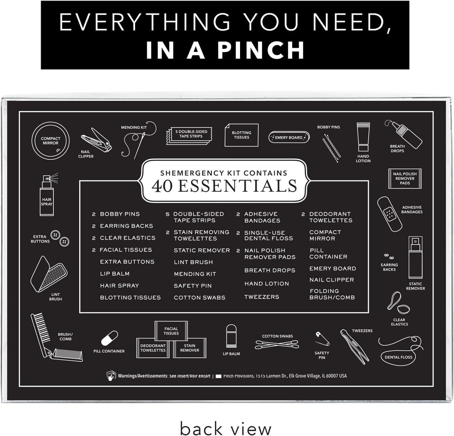 Pinch Provisions Shemergency Kit for Her, 40 Emergency Essential Items, Compact, Multi-Functional Pouch, Gift for Women, Birthday, Bachelorette Parties, and More!