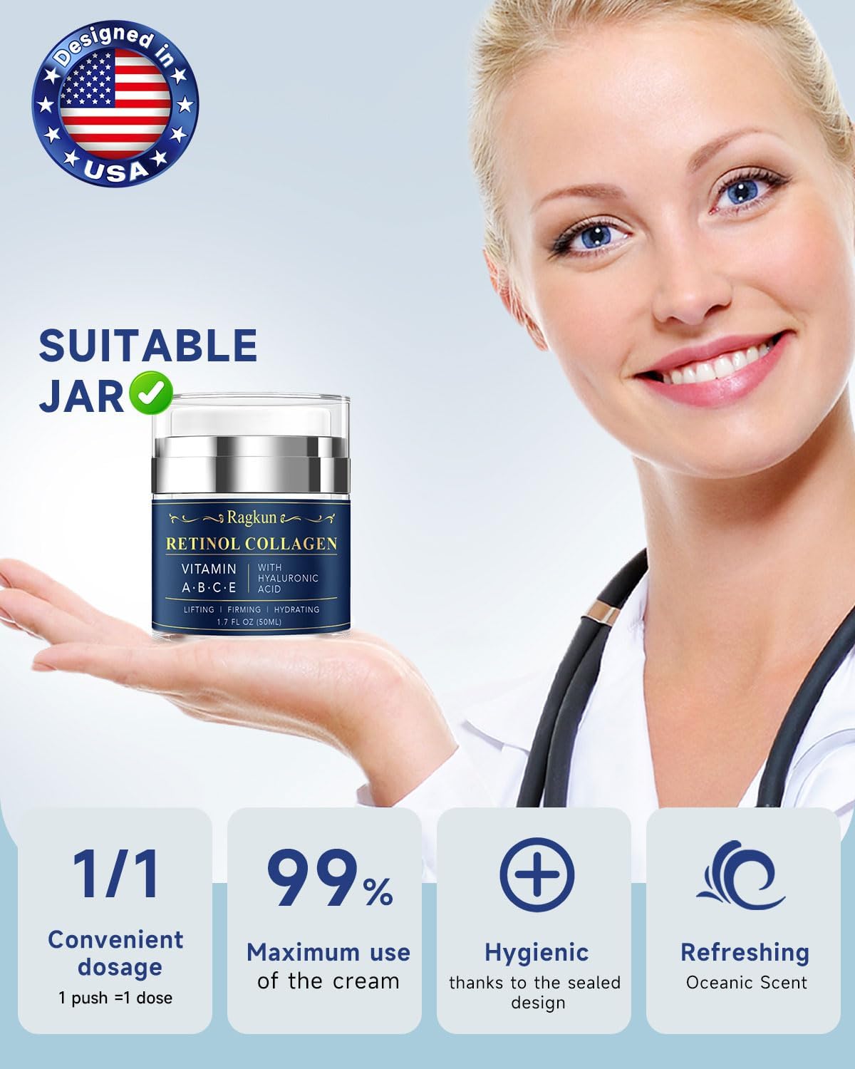 Retinol Cream for Face, Collagen Neck Creams for Tightening and Firming, Anti Aging Facial Moisturizer for Women & Men, Instant Face Lift Wrinkle Cream with vitamin c serum