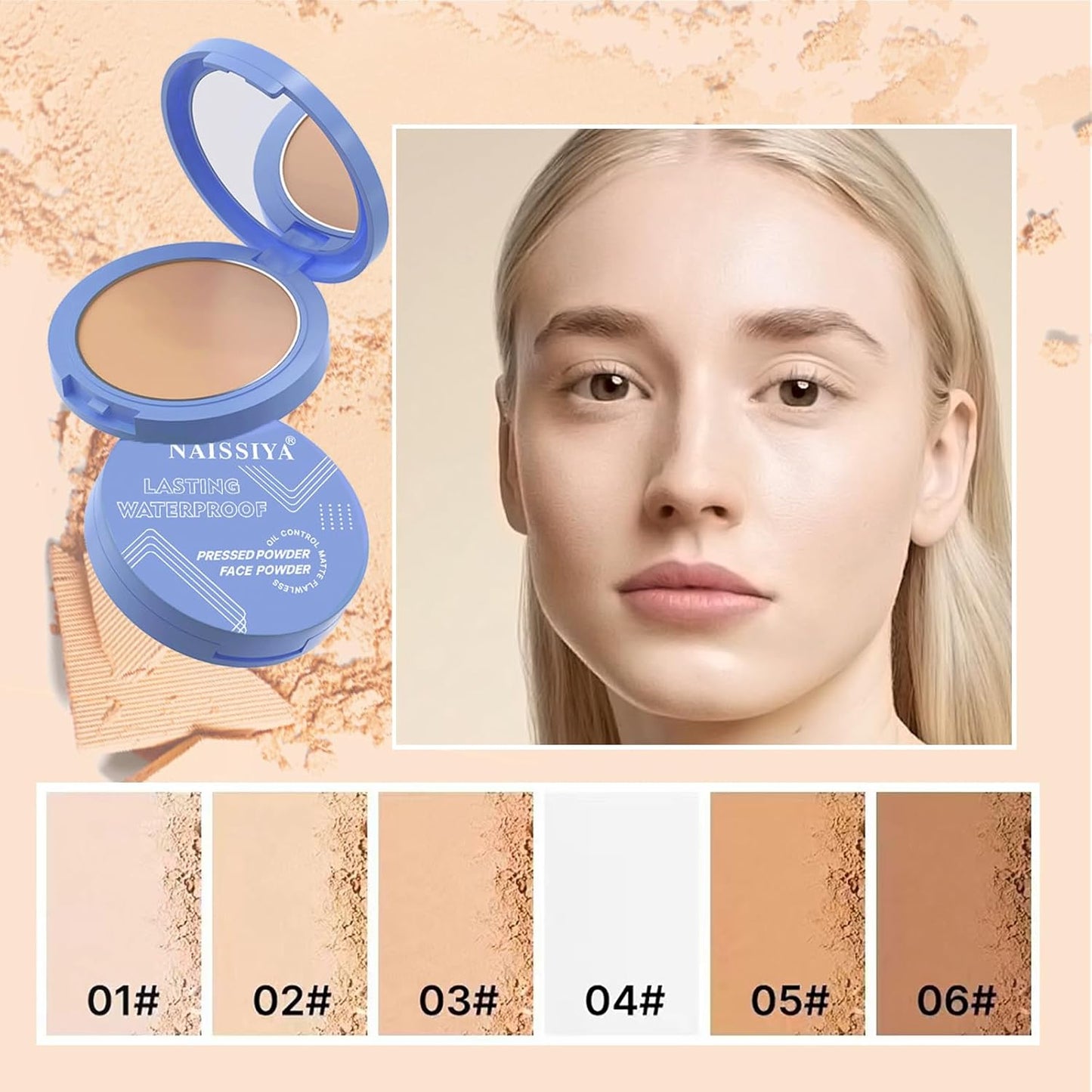 Oil Control Face Pressed Powder,Matte Smooth Flawless Setting Powder Makeup,Waterproof Long Lasting Finishing Powder,Cruelty Free Lightweight Face Cosmetics,0.35Oz(WHITE)