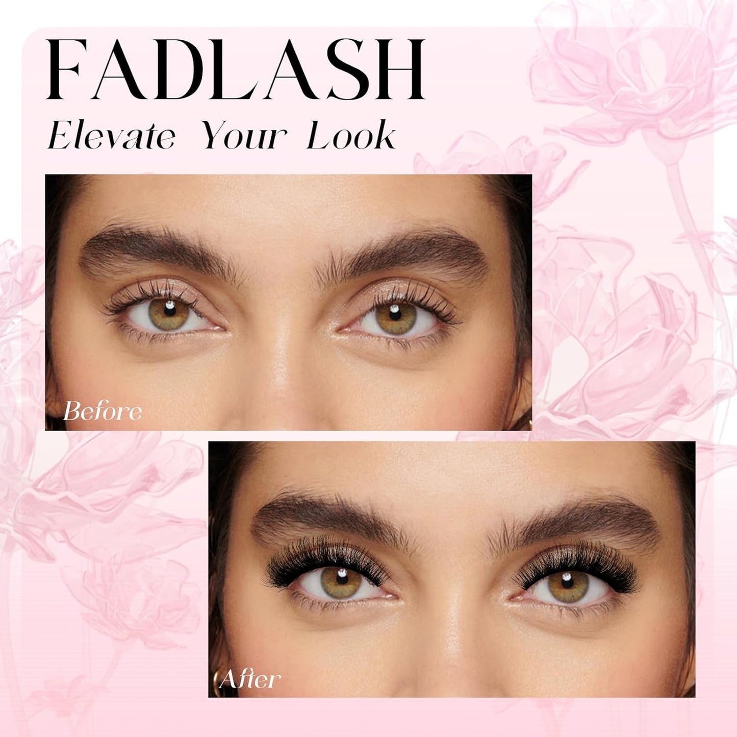 FADLASH False Eyelashes Voluminous and Fluffy Cat Eye Lashes Black Fake Lashes with Thin Band Wear Comfortable, Pack 14 Pairs, LZ-DD-14
