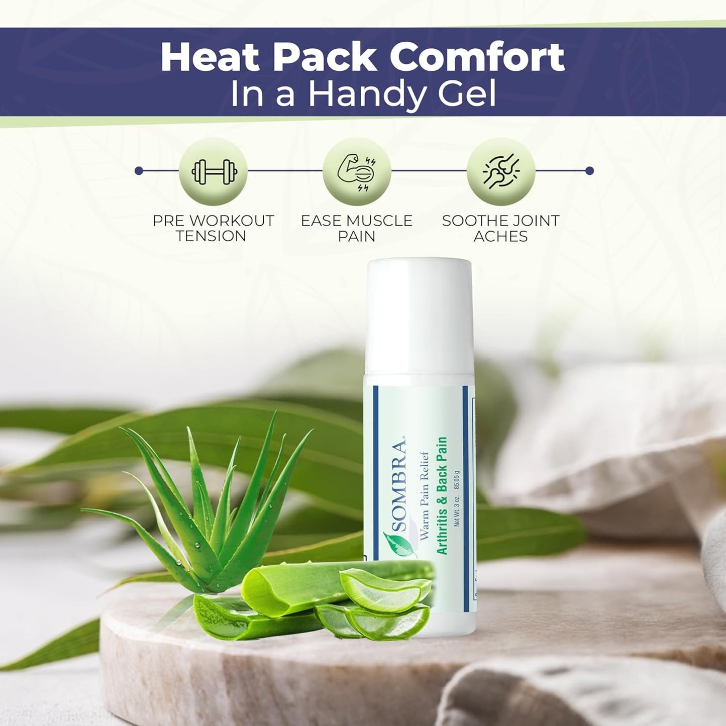 Sombra Warm Pain Relief Gel, Warm Relief for Arthritis and Chronic Pain Pre-Workout Muscle Rub Vegan Formula Free of Artificial Fragrances, Dyes, NSAIDs, Wax, Petrv