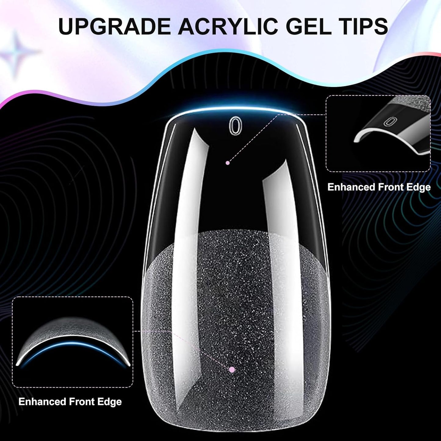 Coffin Nail Tips Medium Coffin Soft Gel Nail Tips 240Pcs Acrylic Full Cover Pre-Shape Nails Tips Half Matte Clear Press on Nails for Nail Extension Manicure Home DIY Salon 12 Sizes Gelly False Nails
