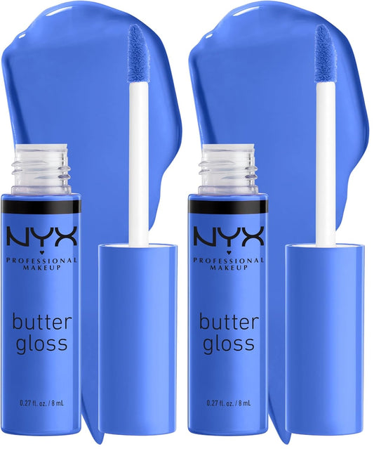 NYX PROFESSIONAL MAKEUP Butter Gloss, Non-Sticky Lip Gloss - Blueberry Tart (Periwinkle Blue) (Pack of 2)