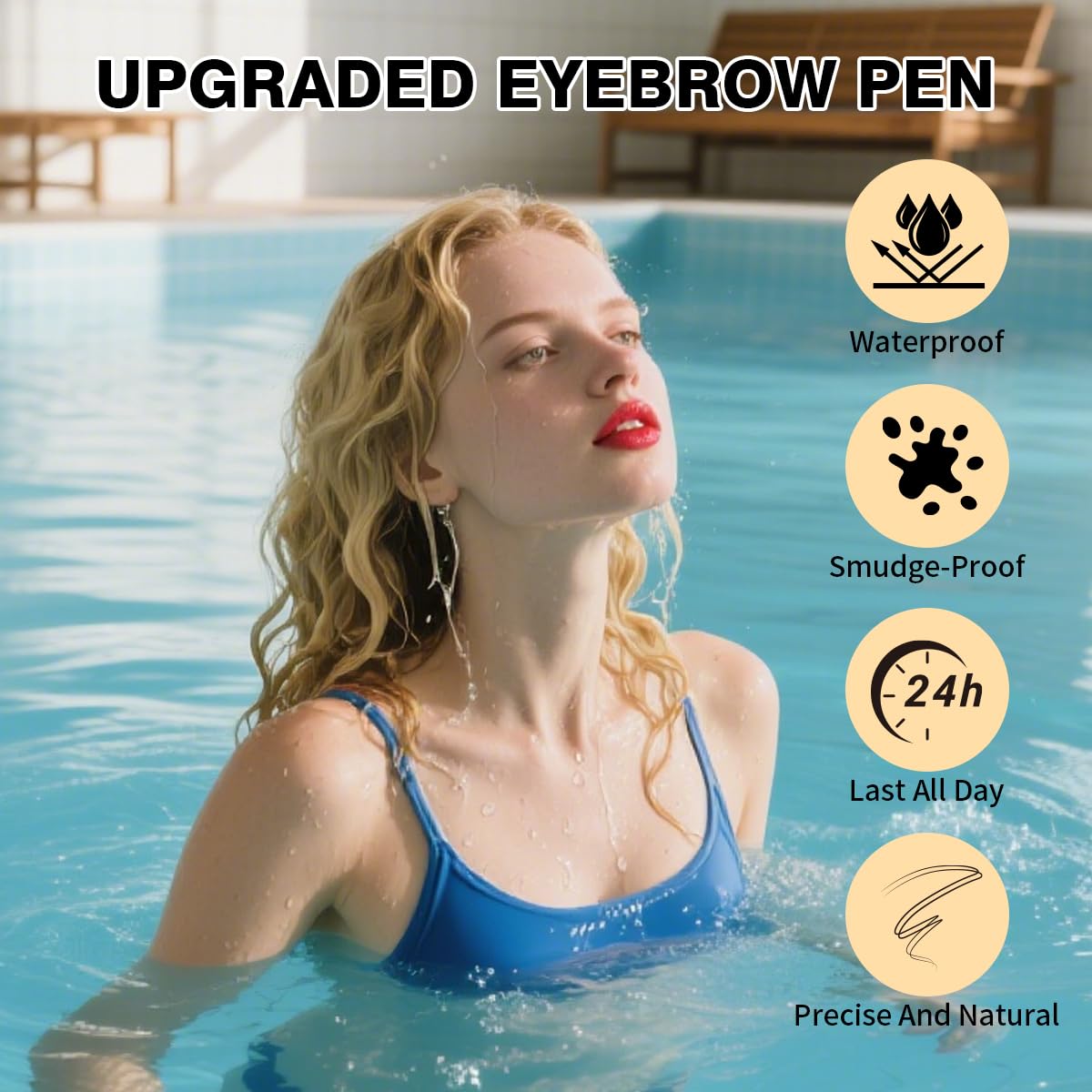 Microblading Eyebrow Pencil,2-in-1 Dual-Ended Eyebrow Pen with 2 Tip brow pen and Precise Brush-Tip,Brow Pen for Natural Waterproof and Long-Lasting Brows (Brown)