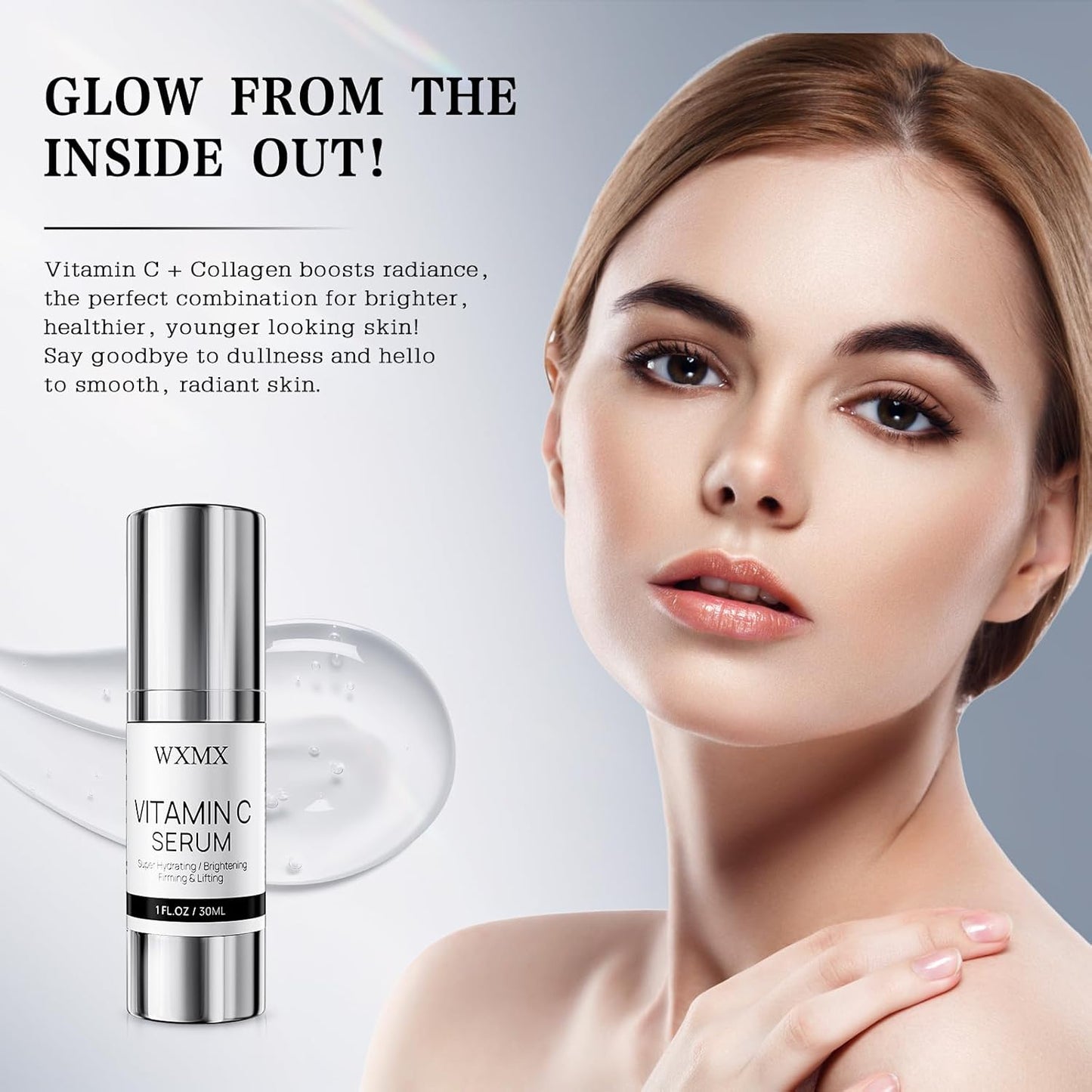 Super Vitamin C Face Serum for Mature Skin: All-in-One Hydrating Anti-Aging Formula by Vitamin C, Hyaluronic Acid, Caffeine-Firming, Lifting, Targets Dark Spots, Wrinkles, 1 fl oz (Pack of 1)