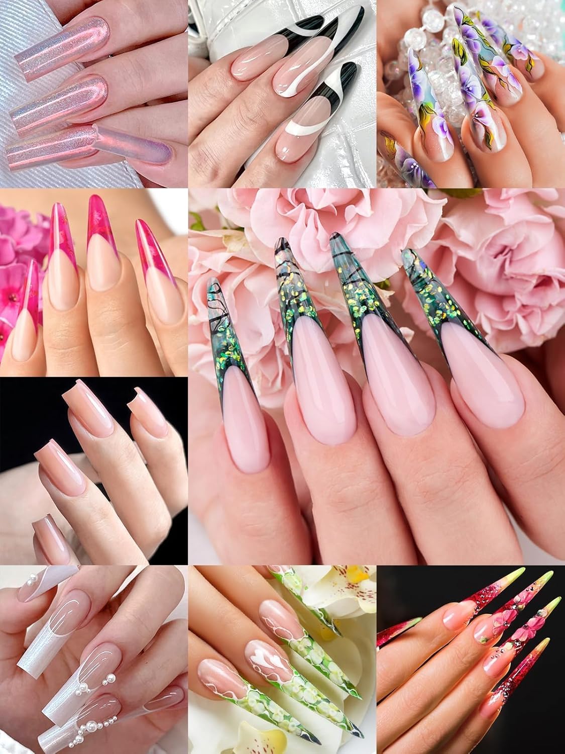 EBANKU Poly Gel Nail Forms 96PCS Clear Matte Dual Nail Forms Polygel Full Cover Nail Mold for Acrylic Nail Extension 12 Sizes 4 Styles Poly Gel Nail Art Salon Nails