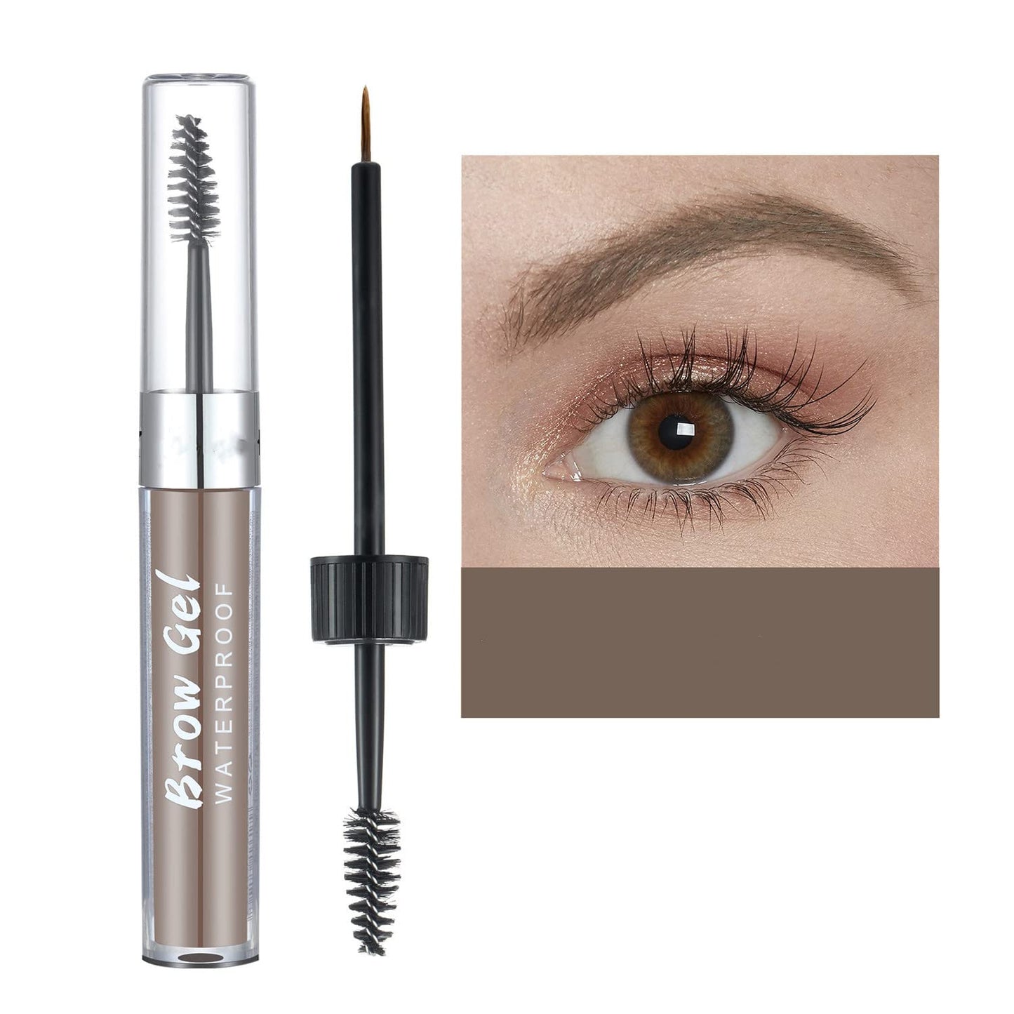 MAEPEOR Waterproof Eyebrow Gel 8 Colors Full-pigmented Long Lasting Liquid Brow Gel for Fuller & Defined Looking (#04 Medium Dark Brown）
