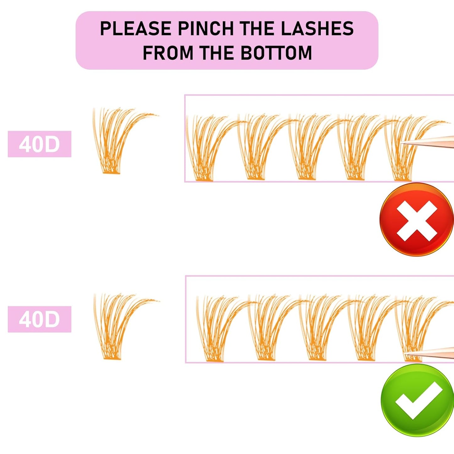 Colored Lash Clusters LAUBESS Orange Colored Eyelash Clusters Wispy Colored Lash Extensions Colorful Lash Clusters Individual Lashes (Orange 40D-0.07D-Mix8-16)