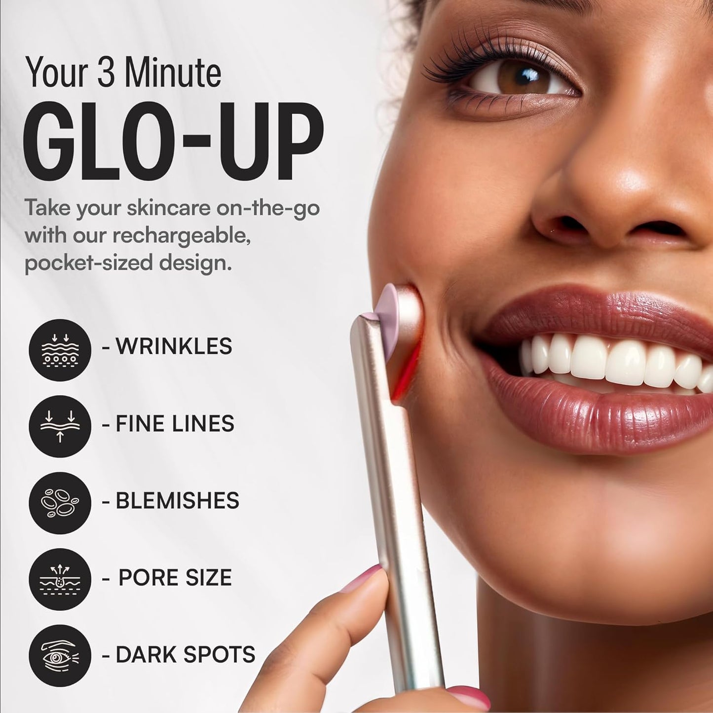 4-in-1 Red Light Therapy Wand for Face with Travel Case – Facial Rejuvenation Device for Home Use with Adjustable Head – Portable Beauty Tool for Skin Health and Anti-Aging