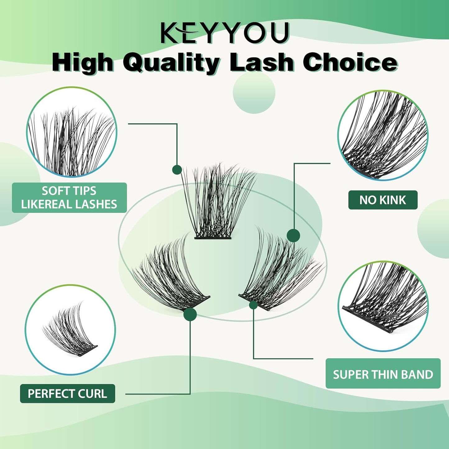 Lash Clusters,96 Pcs Cluster Lashes D Curl 10mm DIY Lash Extensions Eyelash Clusters,KEYYOU Volume Wispy Individual Lashes Soft&Comfortable Easy DIY at Home(Y05,D-10mm)