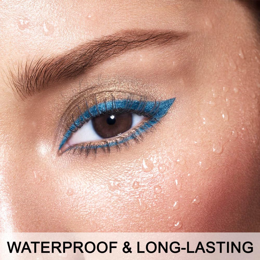 evpct 1Pcs Sky Royal Cobalt Blue Color Gel Glitter Eyeliner Pencils Set for Women Waterline Waterproof Smudge Proof lapiz de ojos delineador de ojos contra el agua Eye Liner Makeup,07# Blue