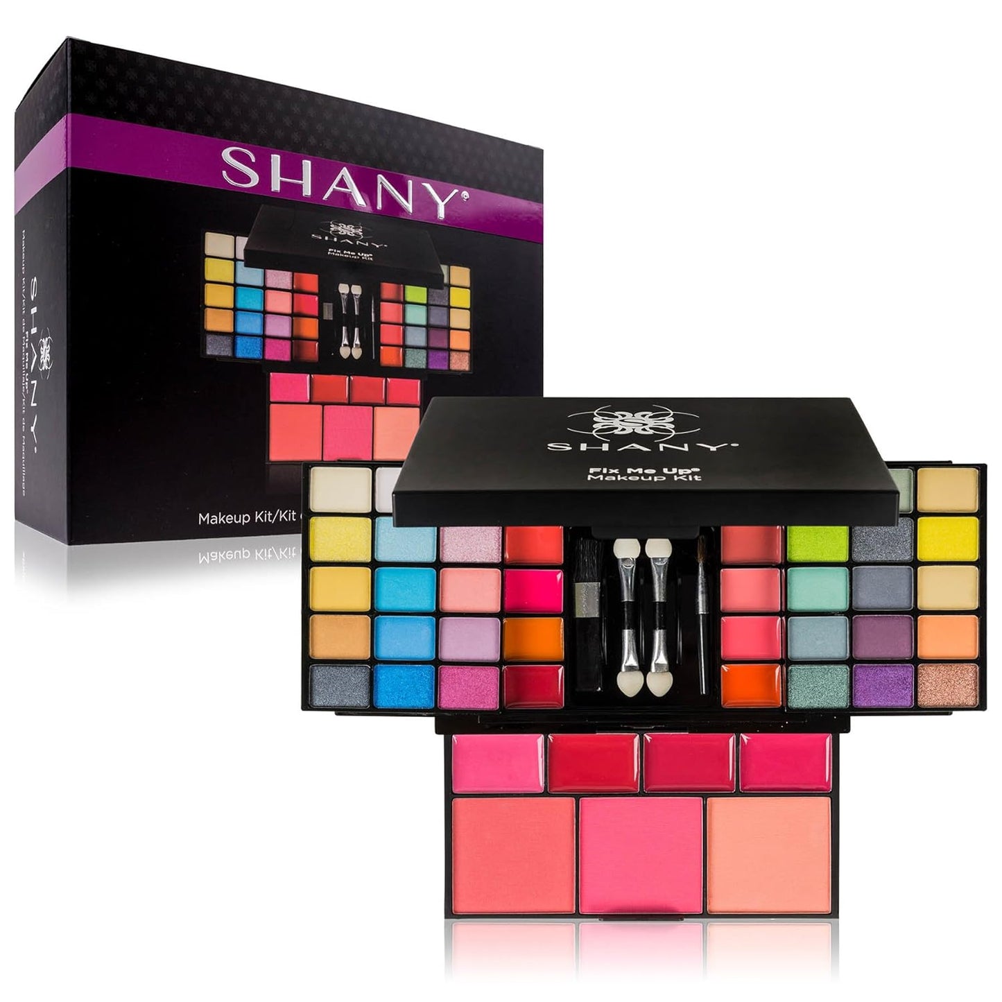SHANY 'Fix Me Up' Makeup Kit - Compact Travel Makeup Portable Giftable Adult and Teen Makeup Set Eye Shadows, Lip Colors, Blushes, and Applicators