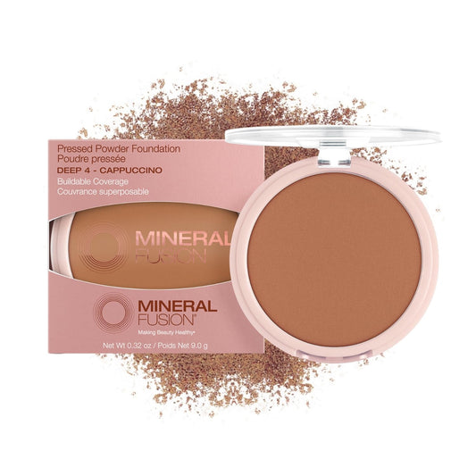 Mineral Fusion Pressed Powder Foundation, Deep 4 - Deep Skin w/Golden Undertones, Age Defying Foundation Makeup with Matte Finish, Talc Free Face Powder, Hypoallergenic, Cruelty-Free, 0.32 Oz
