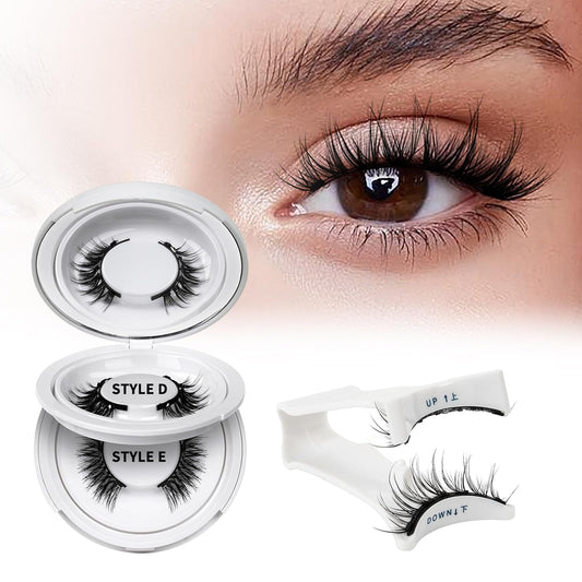 QUEWEL 2 Pairs Magnetic Eyelashes Natural Look, Reusable Magnetic Eyelashes with Applicator, No Glue Needed Lash Clusters Kit, Easy to Wear and Remove(2 Pairs-D+E03)