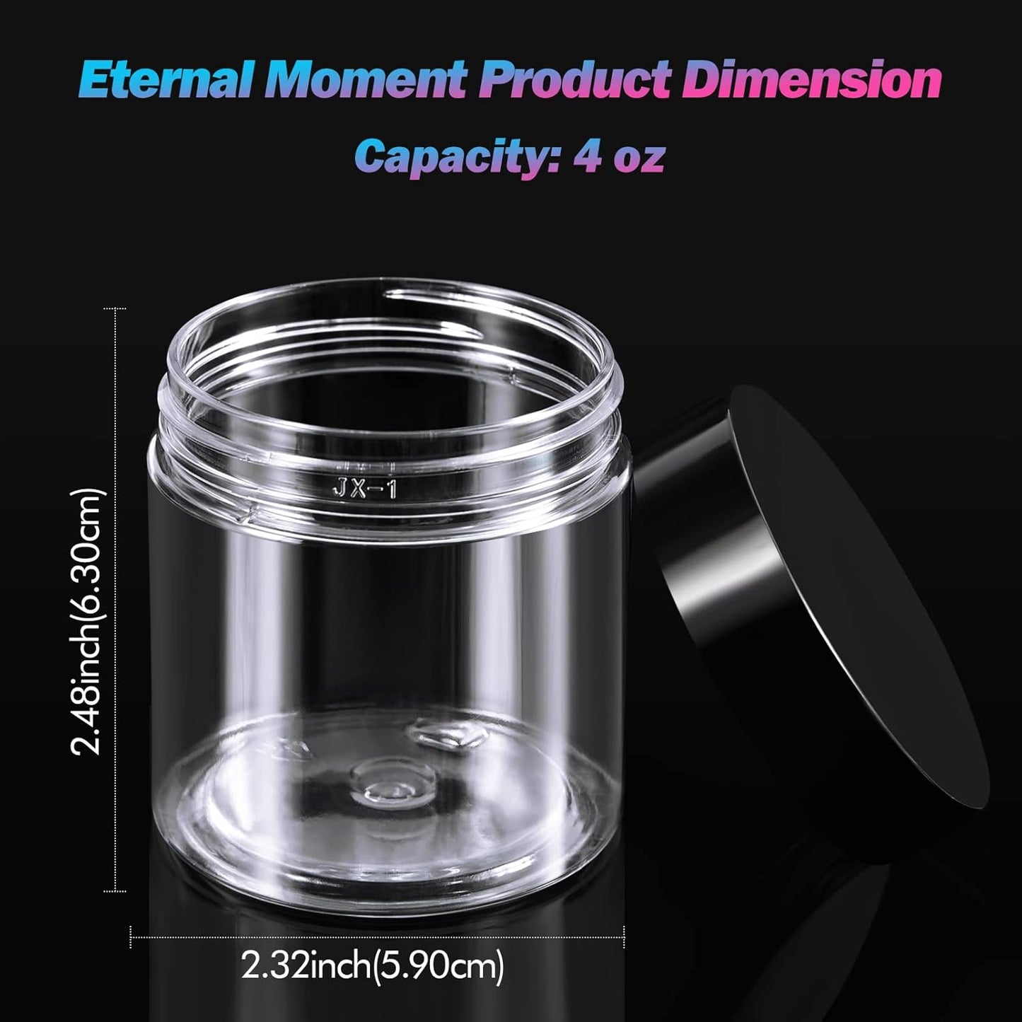 ﻿ ﻿ Eternal Moment 36 Pack 4 OZ Plastic Jars Round Clear Cosmetic Container Jars with Lids, Perfect for Lotion, Cream, Ointments, Makeup, Eye Shadow, Rhinestone, Samples, Pot, Travel Storage