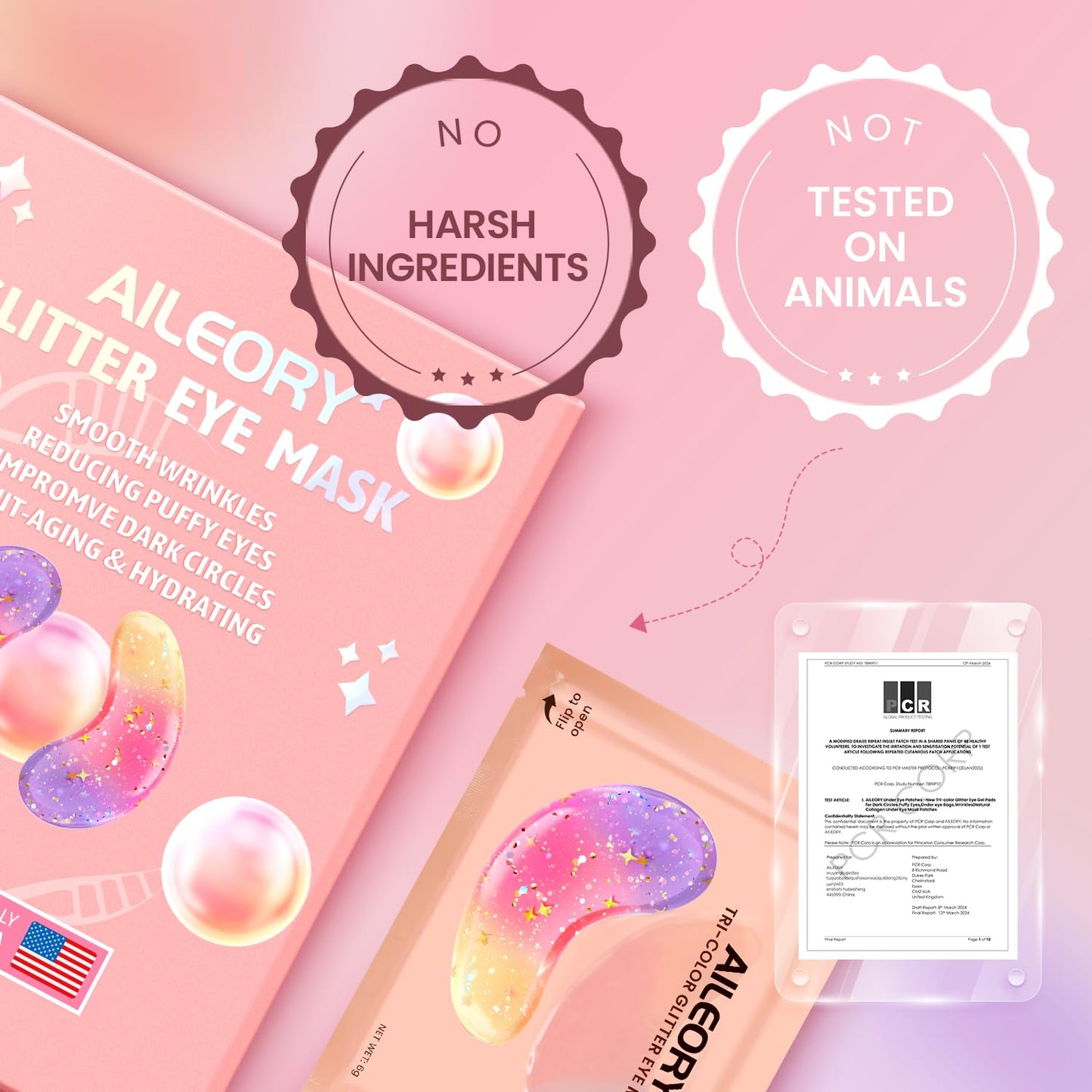 Under Eye Patches (20 Pairs)-New Tri-color Glitter Eye Gel Pads for Dark Circles Puffy Eyes,Under eye Bags,Wrinkles|Natural Collagen Under Eye Mask Patches for Women Teen