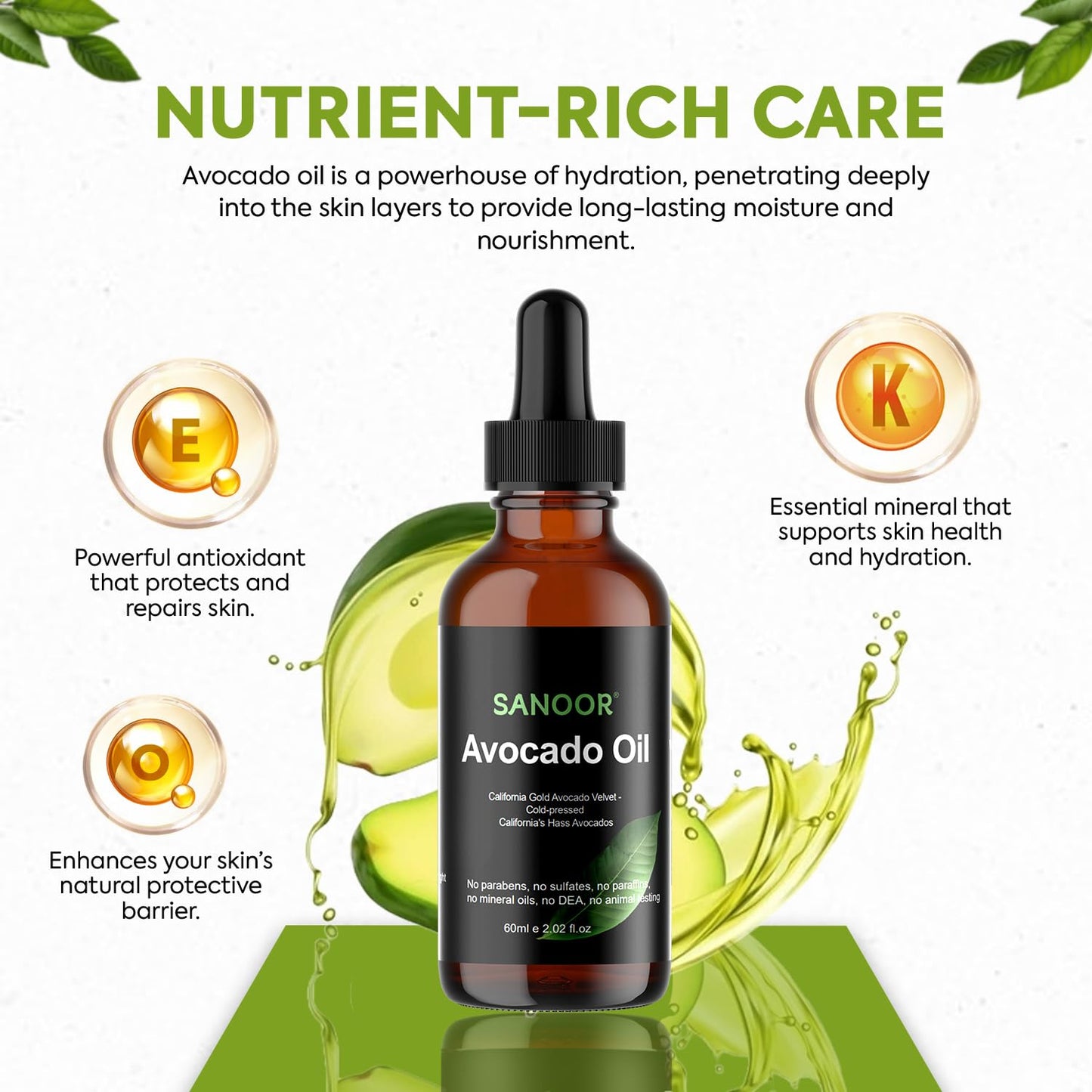 California Gold Avocado Oil - 100% Pure & Cold-Pressed - Premium Grade for Hair & Skin with Nutrient-Rich Hair Butter - 2.02oz (60ml)