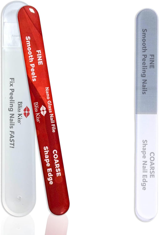 Bliss Kiss Nano Glass Nail Files & Buffer for Weak, Brittle, Peeling Nails for Women for Natural Nails with Case