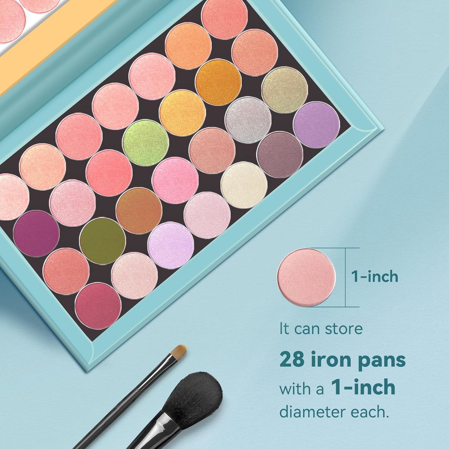 Empty Magnetic Makeup Palette, DIY Eyeshadow Pans Organizer With Mirror Inside, Frosted Finish Embossed Art Paper Makeup Organizer (Summer Day)