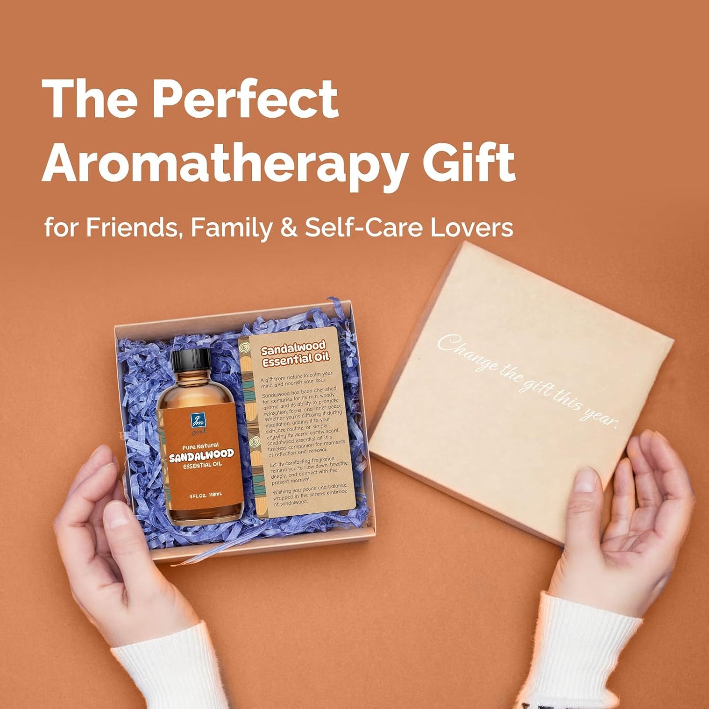 Sandalwood Essential Oil 4 Oz, 100% Pure Sandalwood Oil for Diffuser, Skin, Hair, Body & Face, Perfume Base Note for Men & Women, Aromatherapy & Massage