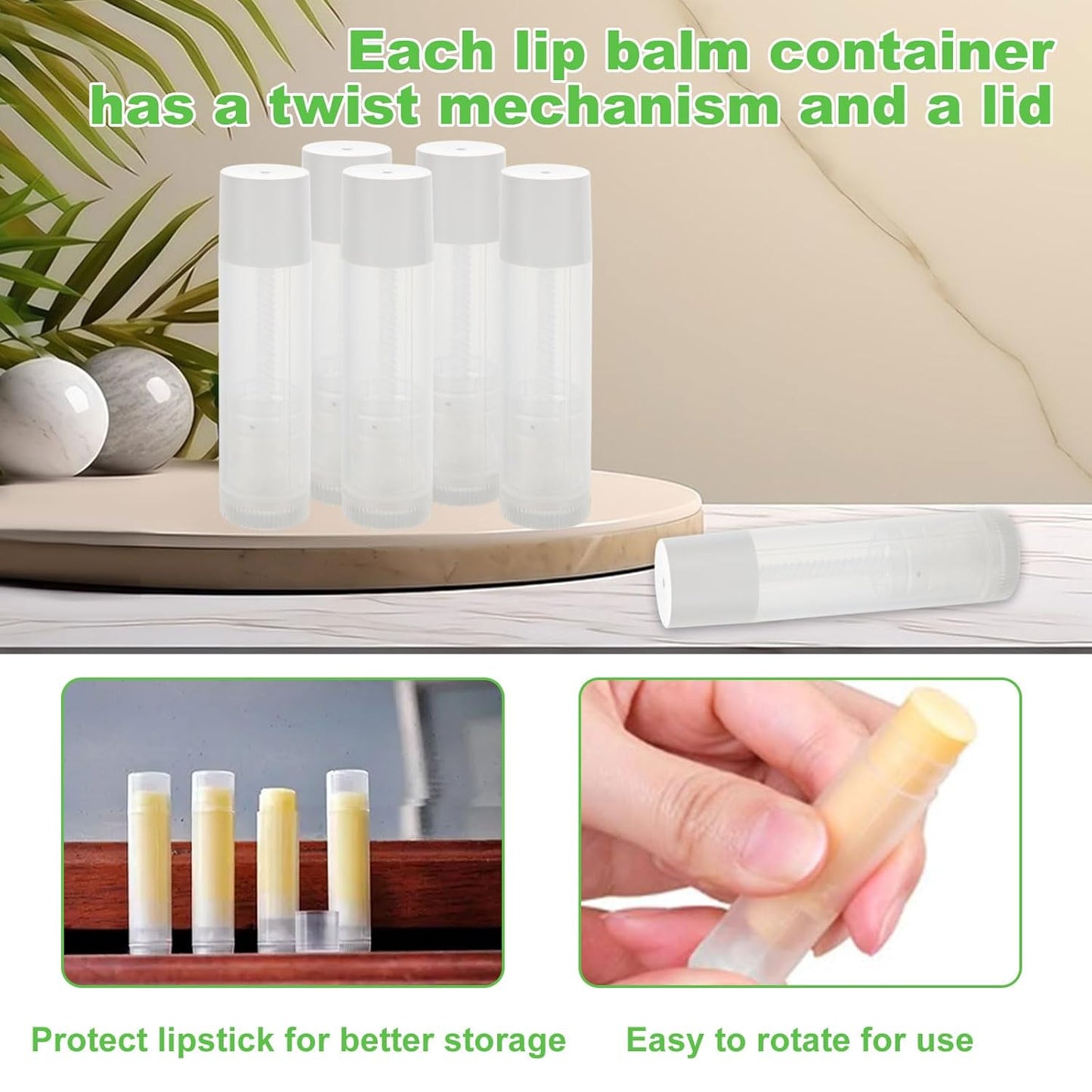 Lip Balm Tubes with Filling Tray and Spatula, 100PCS 5ml White Lip Balm Containers with White Caps, DIY Lip Care Balms Making Tray and Spatula for Women Girl Cosmetics Makeup