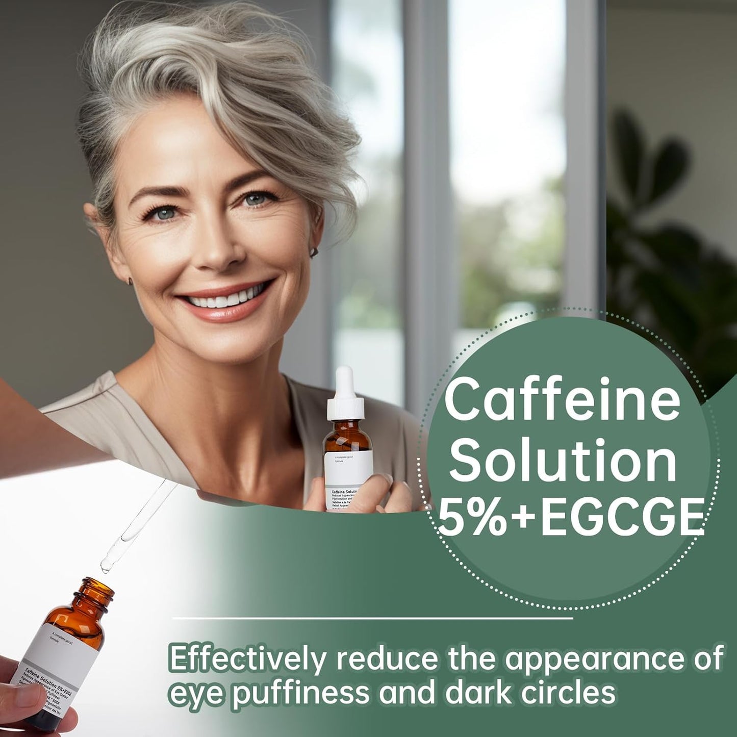 Caffeine Eye Serum for Reducing Puffiness and Dark Circles - 1Pcs Caffeine Solution 5%+EGCGE(30ml).