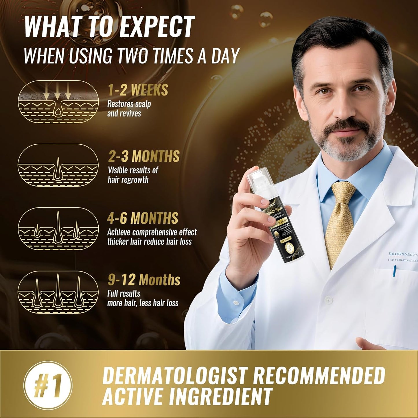 5% Minoxidil Spray for Men & Women (4 Month Supply)-Extra Strength Hair Growth Spray with Biotin & Castor Oil,Clinically Proven for Thinning Hair & Beard Regrowth, Non-Greasy Formula 4 pack（8.12 oz)