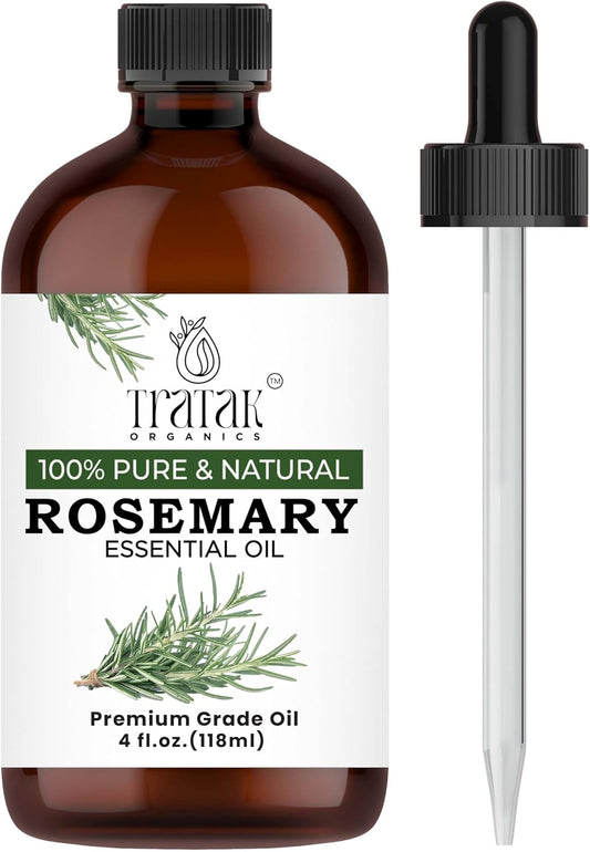 Rosemary Essential Oil 4 Fl Oz - 100% Pure and Natural Oil with Premium Dropper - Premium Therapeutic Grade Essential Oil for Hair Care, Hair Oiling, Scalp Massage and Aromatherapy